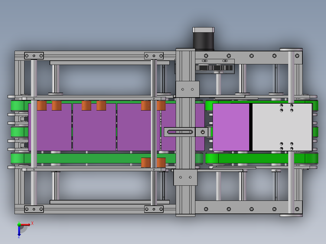 供料机自动化片料单张出料（sw18可编辑+工程图+bom）俯视图