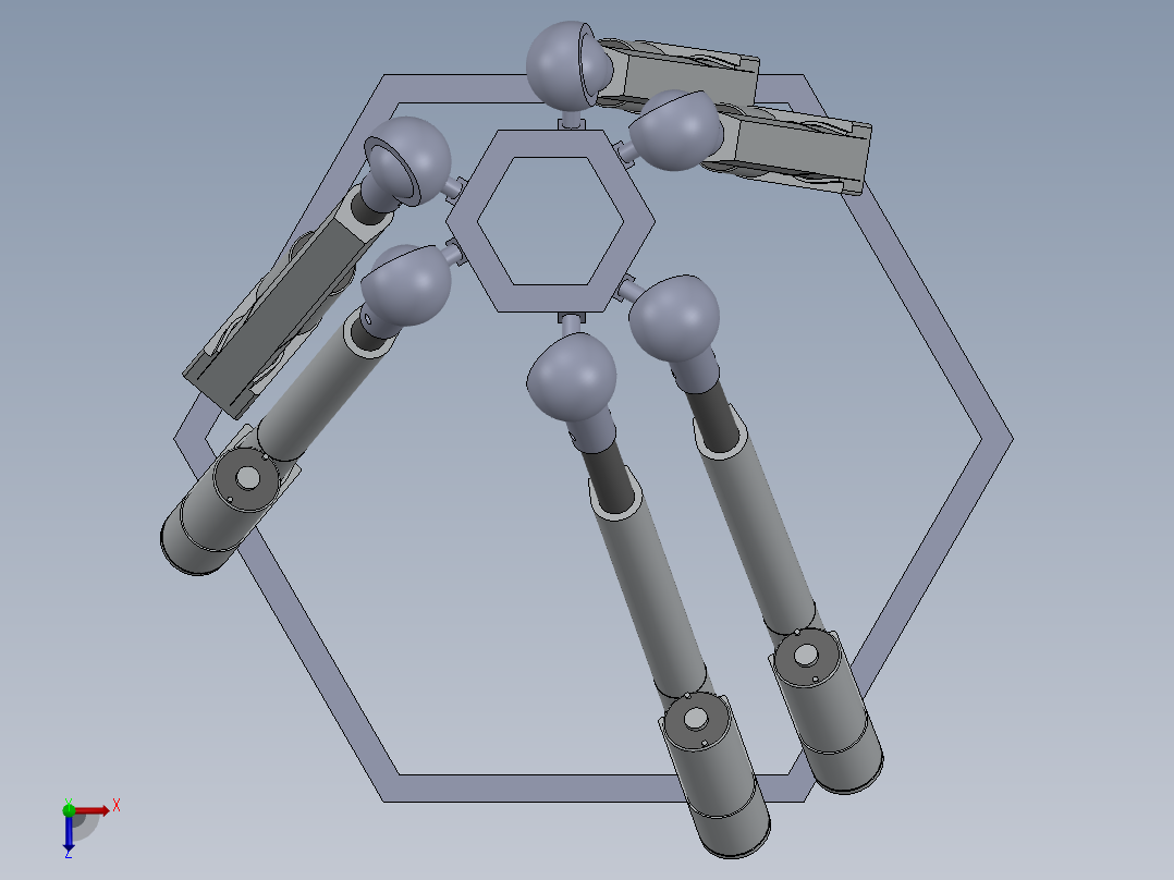 并联机器人PMS-CNC Machine Mechanical Design SW俯视图