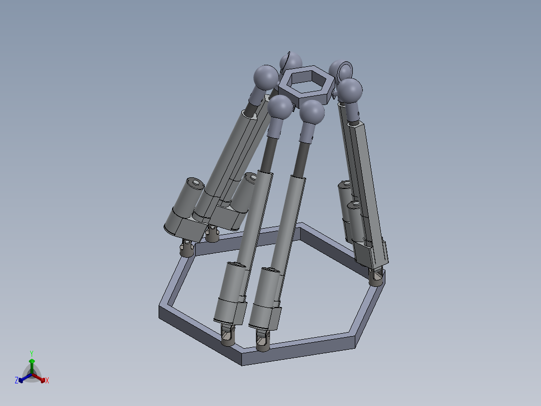 并联机器人PMS-CNC Machine Mechanical Design SW正等轴测图