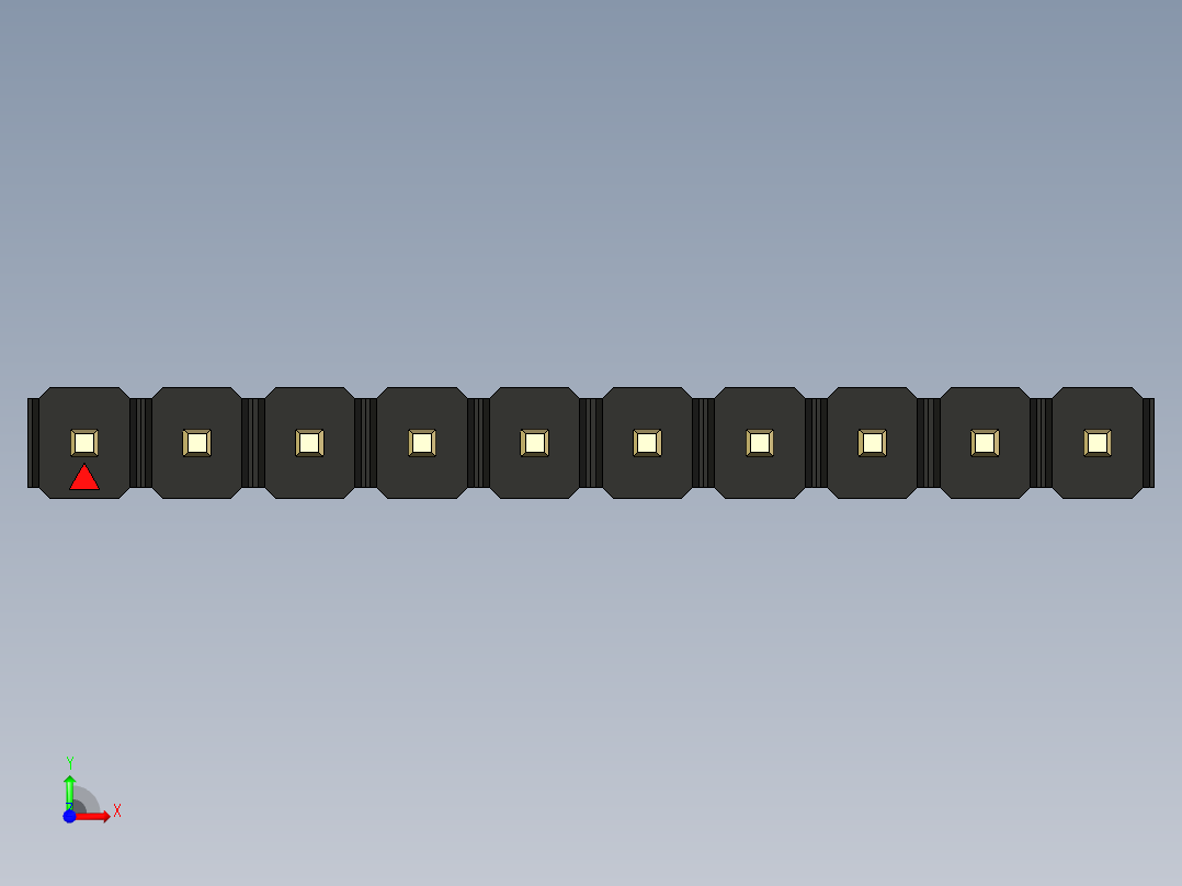 彩色公头100mil（2.54mm）系列-DS1021_black_1x10p_100mil_Type5_rev1.0前视图