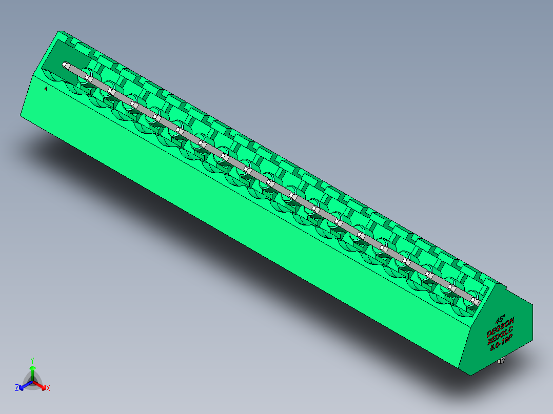 DEGSON 2EDG 系列 5.0mm 可插拔接线端子组-2EDGLC-5.0-19P-14-00AH正等轴测图