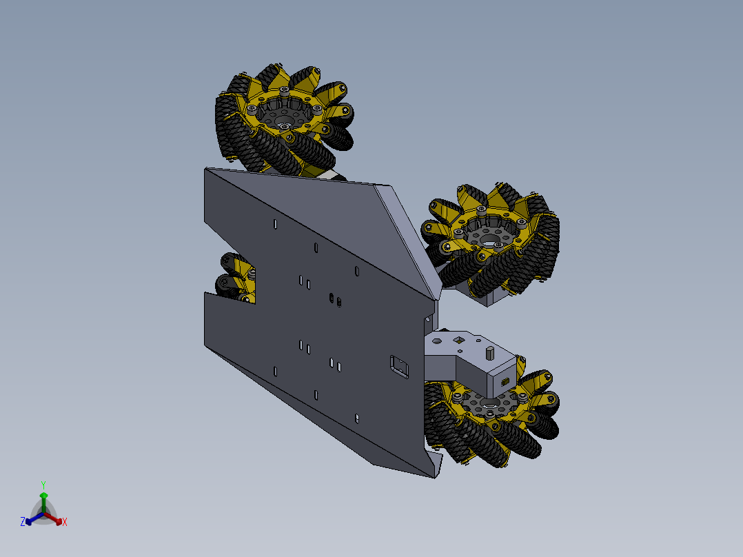 察车麦卡努姆正等轴测图