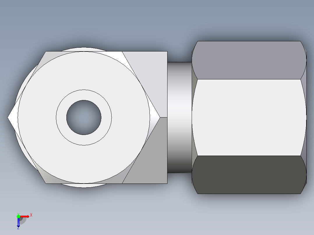 卡套式工业通用硬管接头EO_Adjustable_locknut_run_tee_LEE08ZSRCF俯视图