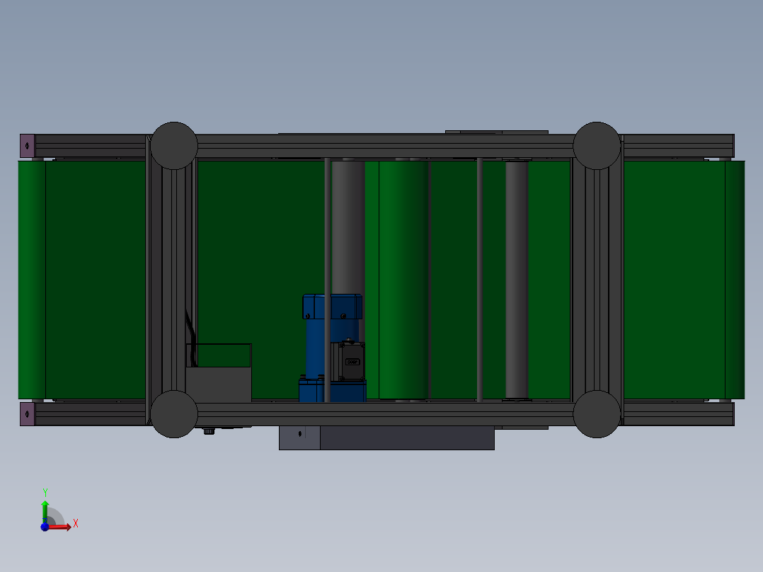 SMT后端高度可调节斜坡皮带线3D图纸前视图