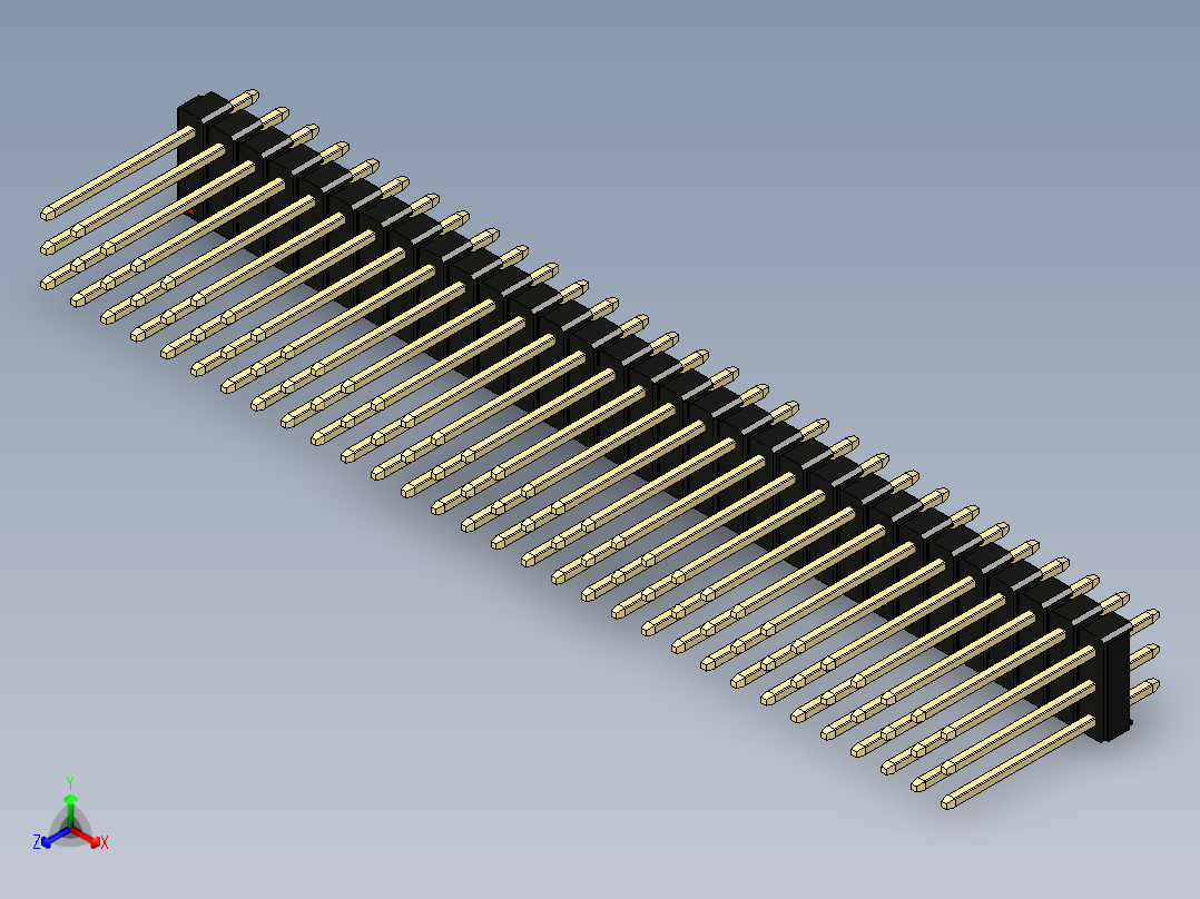彩色公头100mil（2.54mm）系列-DS1021_black_3x31p_100mil_Type5_rev1.0正等轴测图