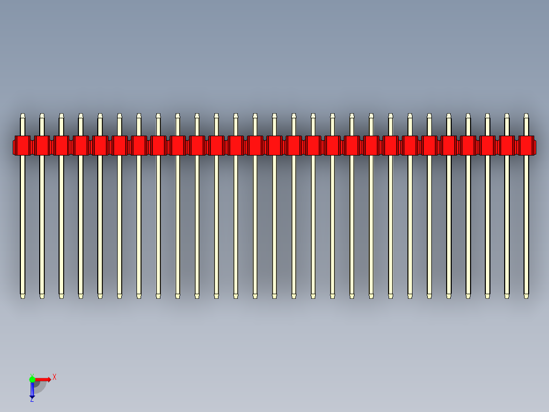 彩色公头100mil（2.54mm）系列-DS1021_red_2x27p_100mil_Type19_rev1.0俯视图