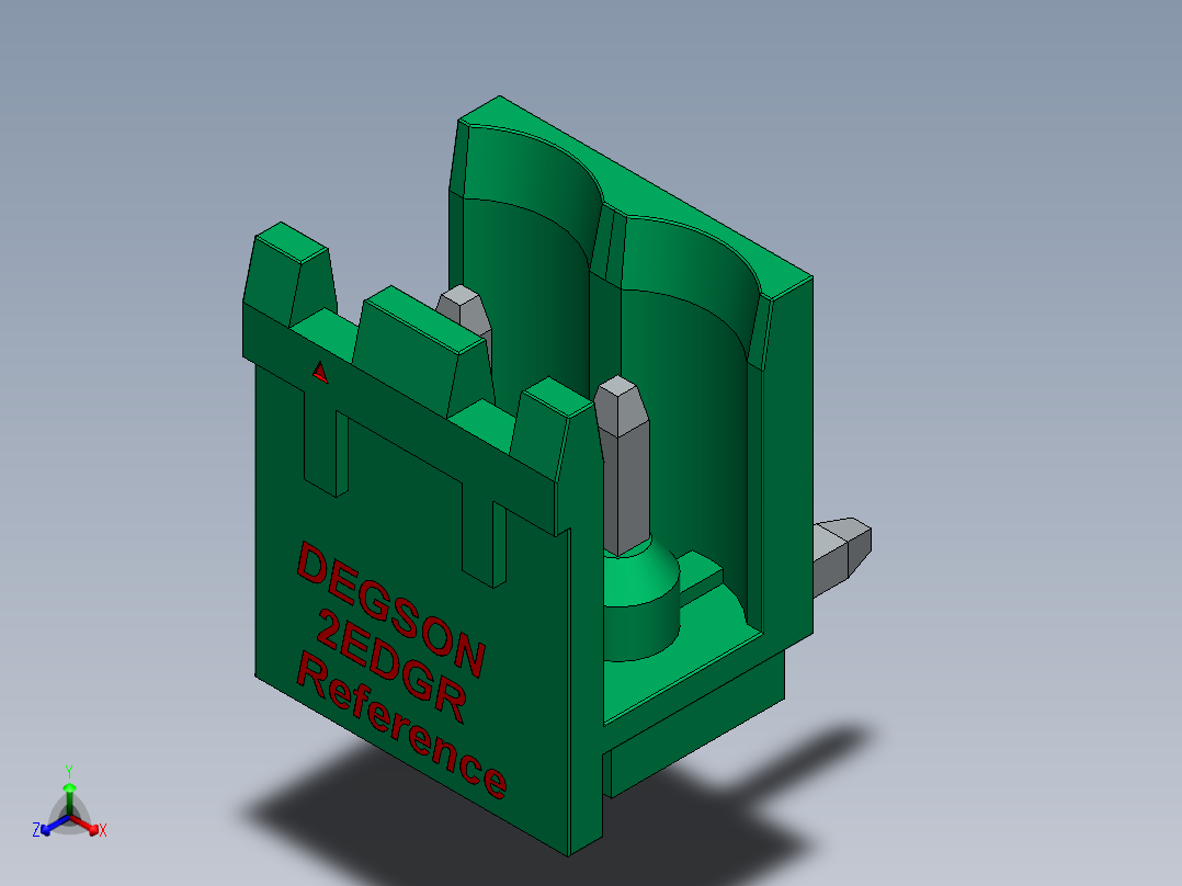 DEGSON 2EDG 系列 5.0mm 可插拔接线端子组-2EDGR-5.0_5.08-xxP-14-00AH正等轴测图