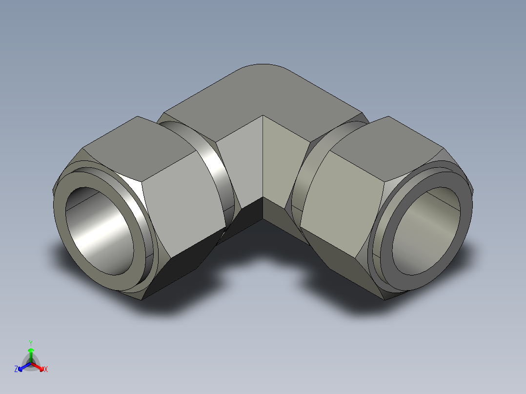 卡套式工业通用硬管接头16_ebu-s正等轴测图