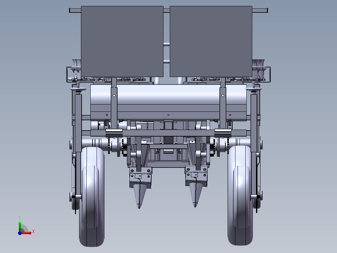 移栽机总装模型和二维前视图