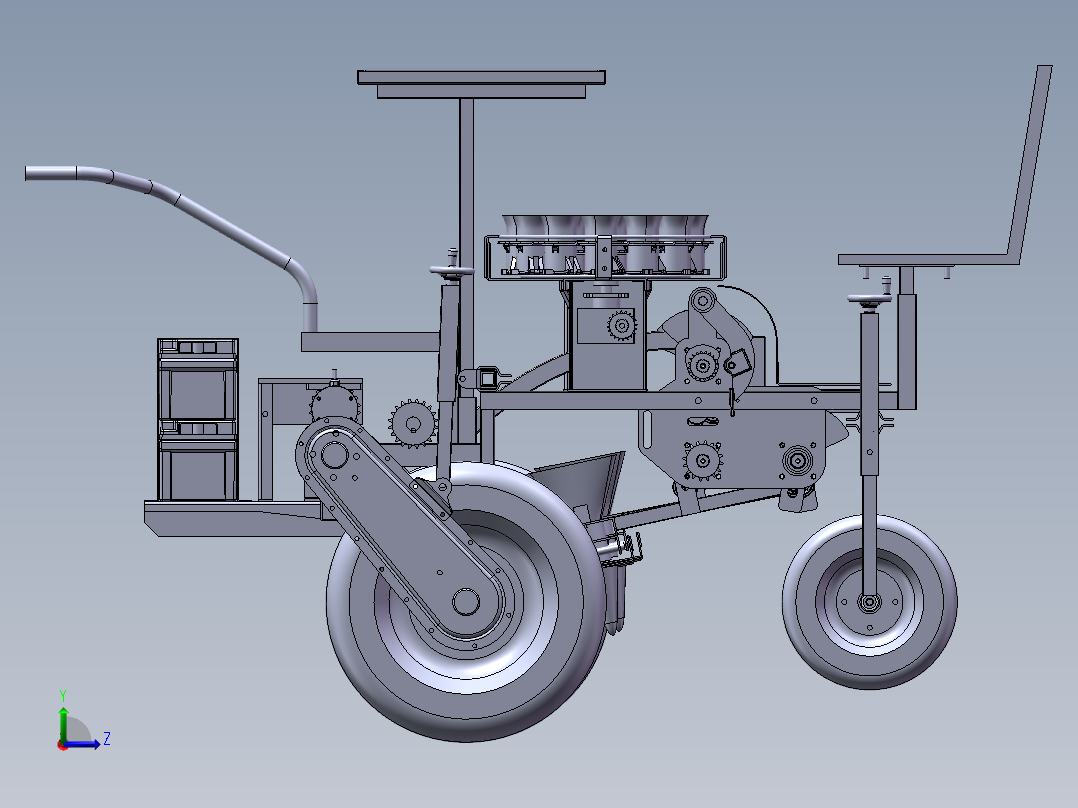 移栽机总装模型和二维左视图