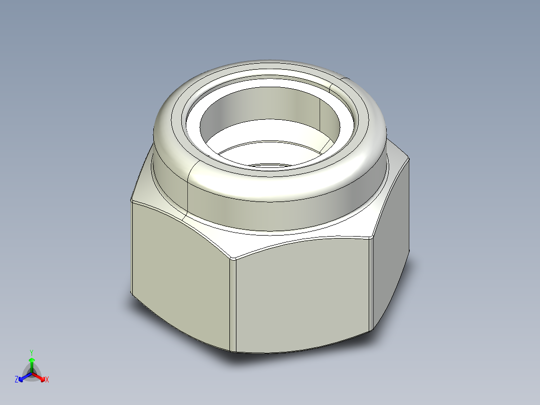 紧固件-STEP 0.3750 Lock Nut正等轴测图