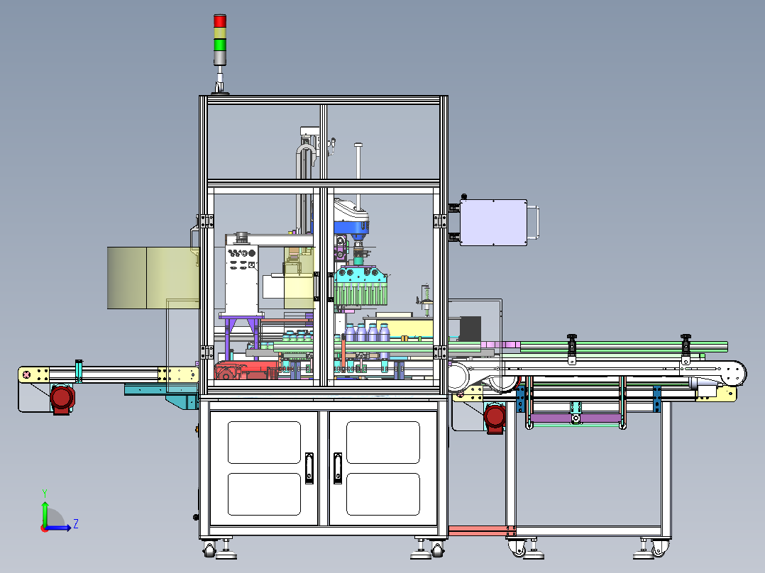 药水瓶自动开箱装箱设备（含DFM,BOM）sw17可编辑左视图