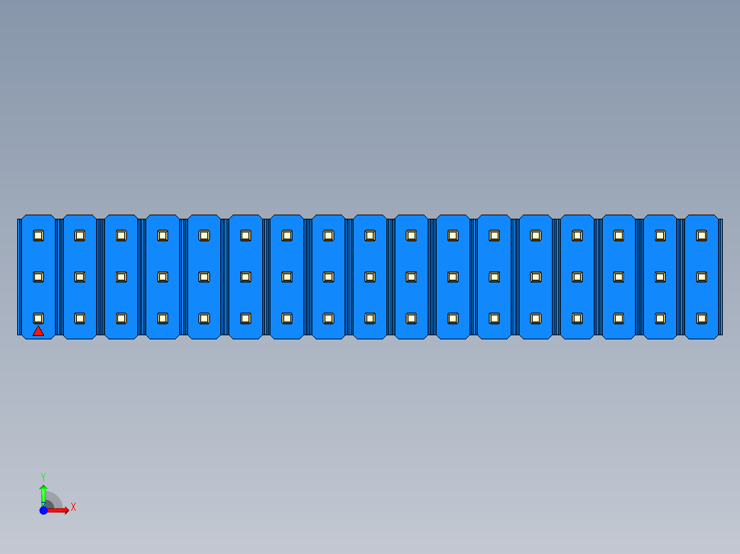 彩色公头100mil（2.54mm）系列-DS1021_blue_3x17p_100mil_Type19_rev1.0前视图