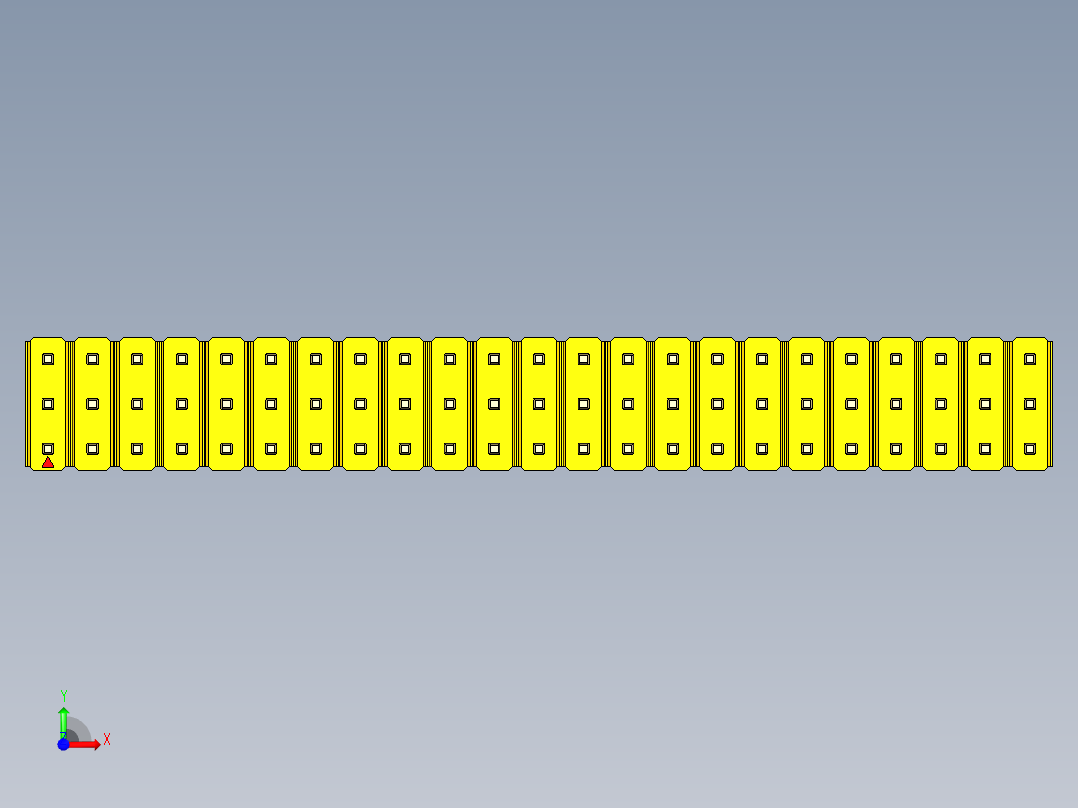 彩色公头100mil（2.54mm）系列-DS1021_yellow_3x23p_100mil_Type19_rev1.0前视图