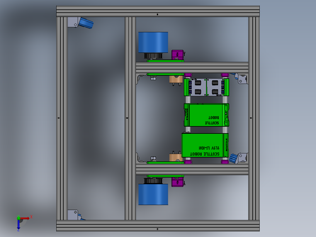 Scuttle 机器人 100k 带框架俯视图