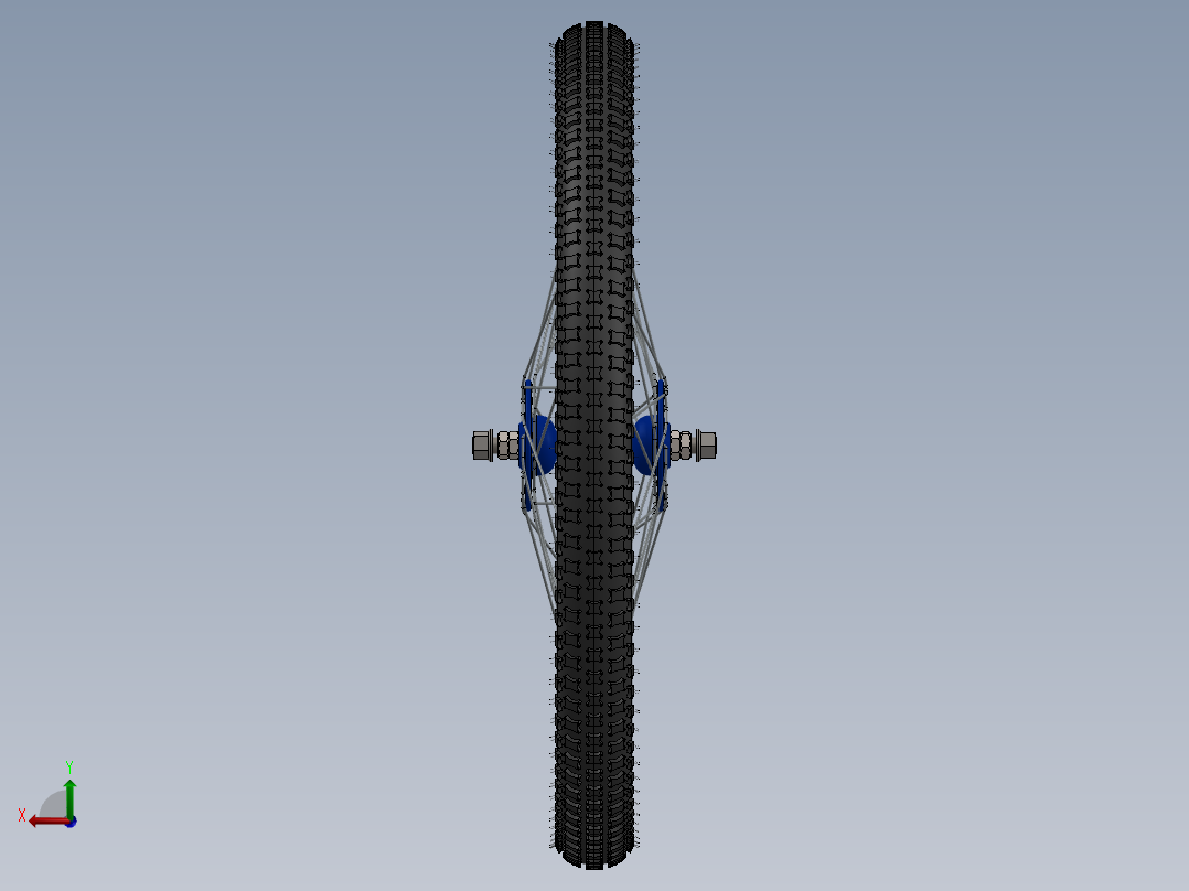 老式自行车前轮后视图