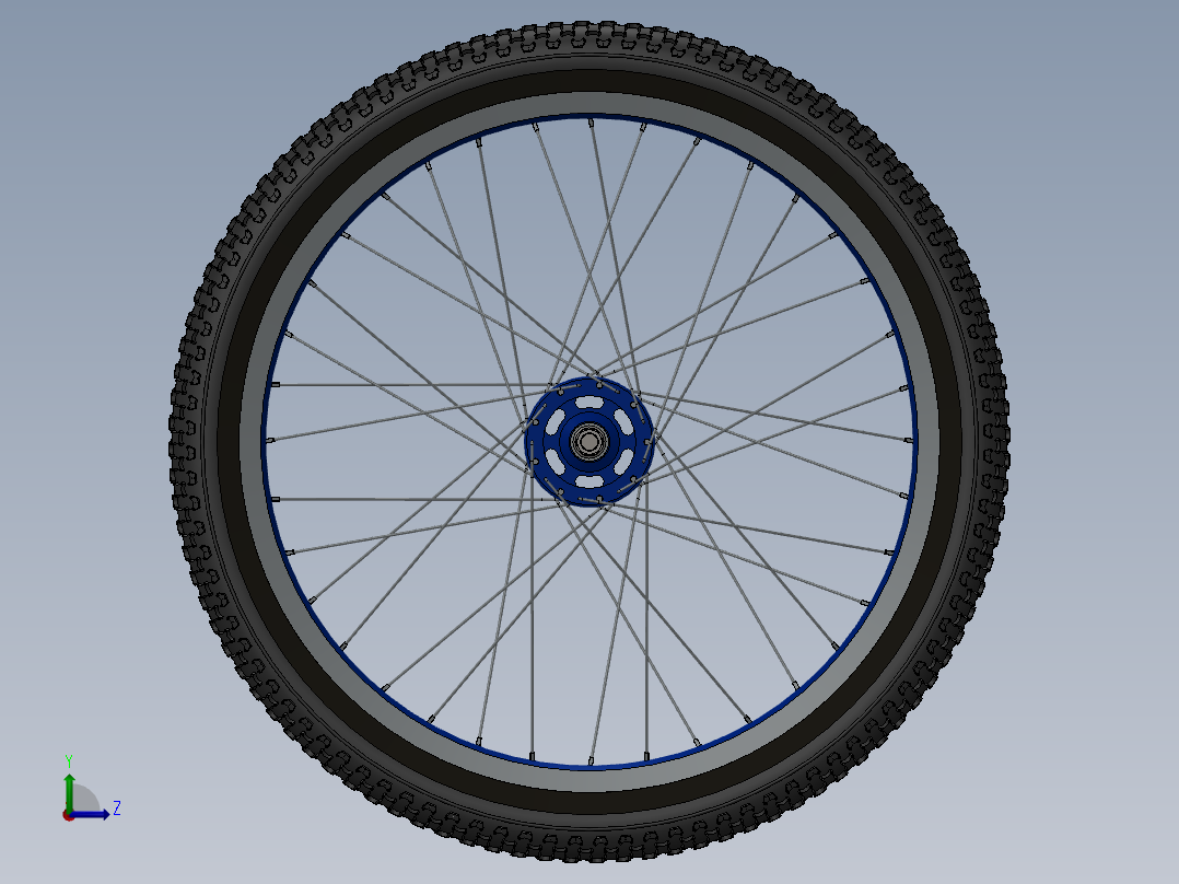 老式自行车前轮左视图