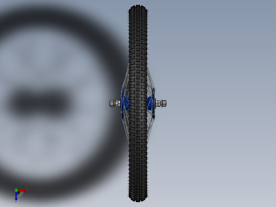 老式自行车前轮俯视图