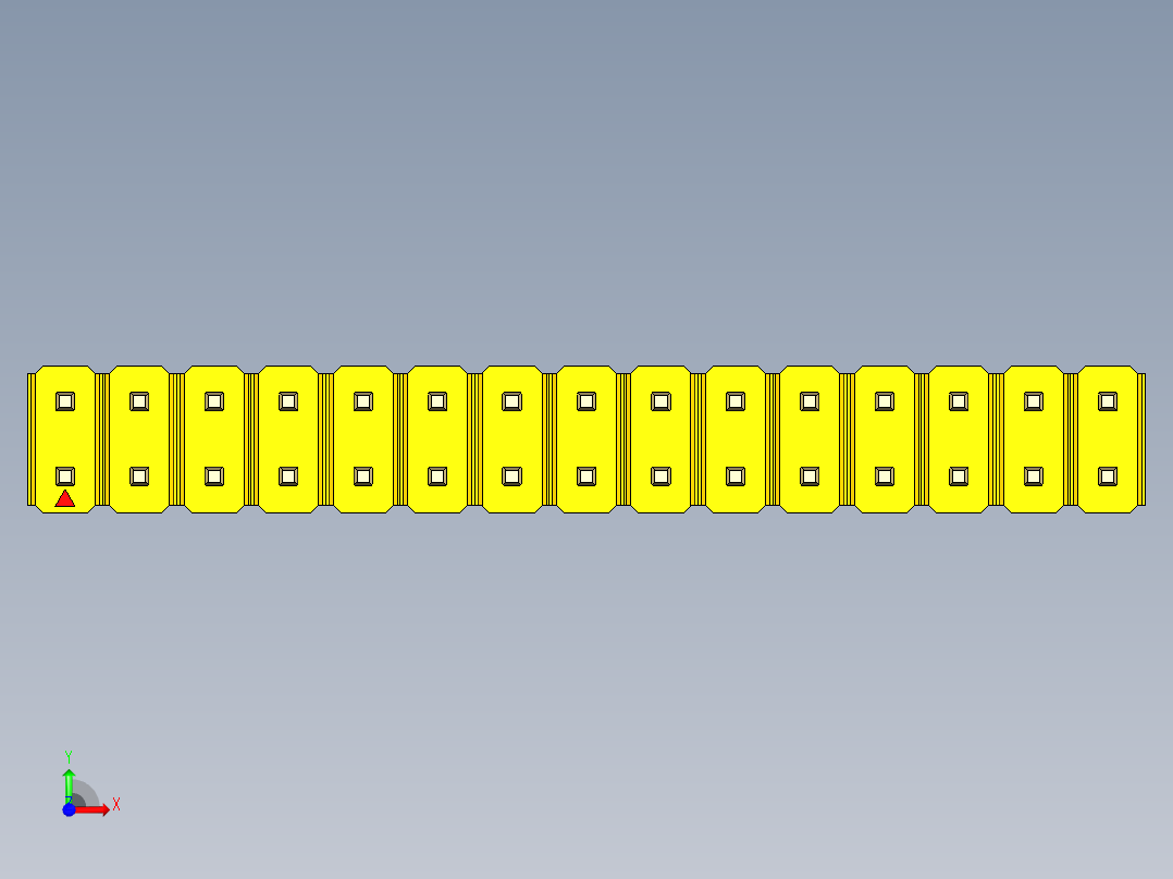 彩色公头100mil（2.54mm）系列-DS1021_yellow_2x15p_100mil_Type19_rev1.0前视图
