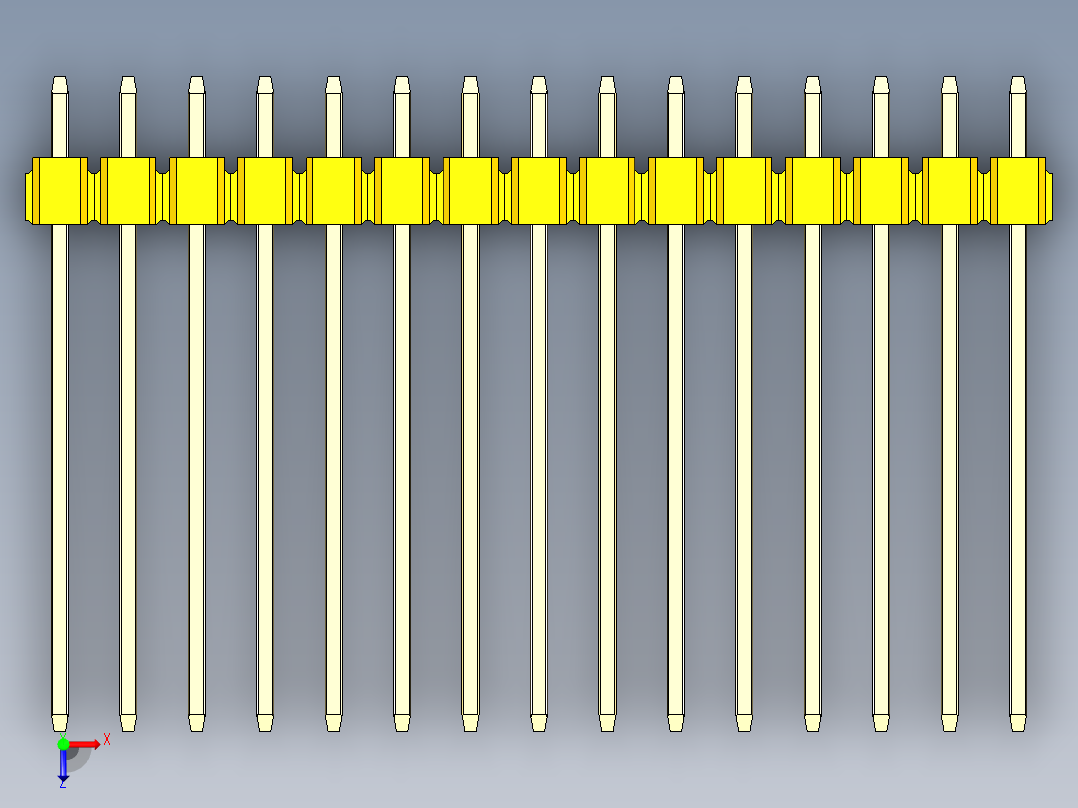 彩色公头100mil（2.54mm）系列-DS1021_yellow_2x15p_100mil_Type19_rev1.0俯视图