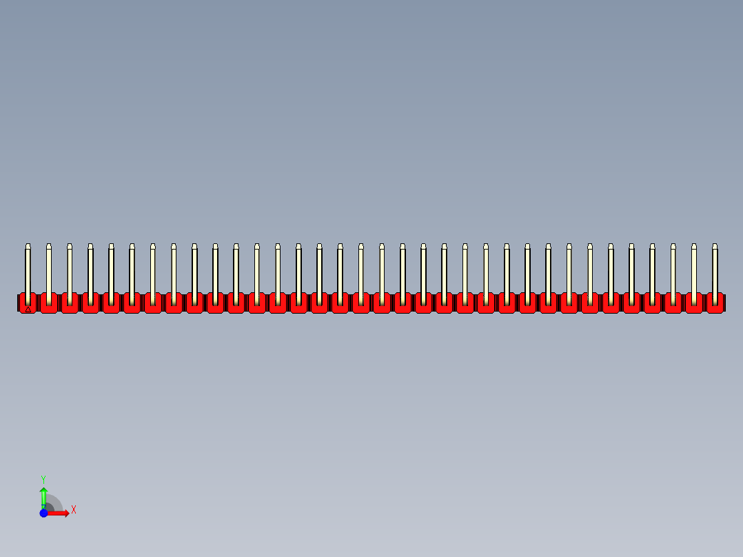 彩色公排针 100mil 2.54mm 系列-DS1022_red_34p_100mil_TypeU_rev1.0前视图
