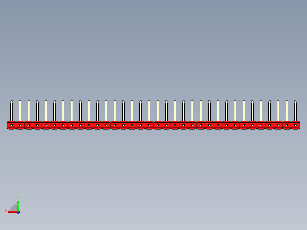 彩色公排针 100mil 2.54mm 系列-DS1022_red_34p_100mil_TypeU_rev1.0后视图