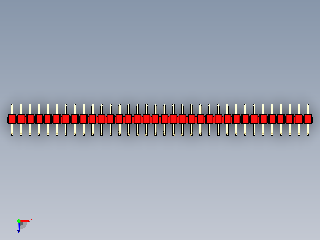 彩色公排针 100mil 2.54mm 系列-DS1022_red_34p_100mil_TypeU_rev1.0俯视图