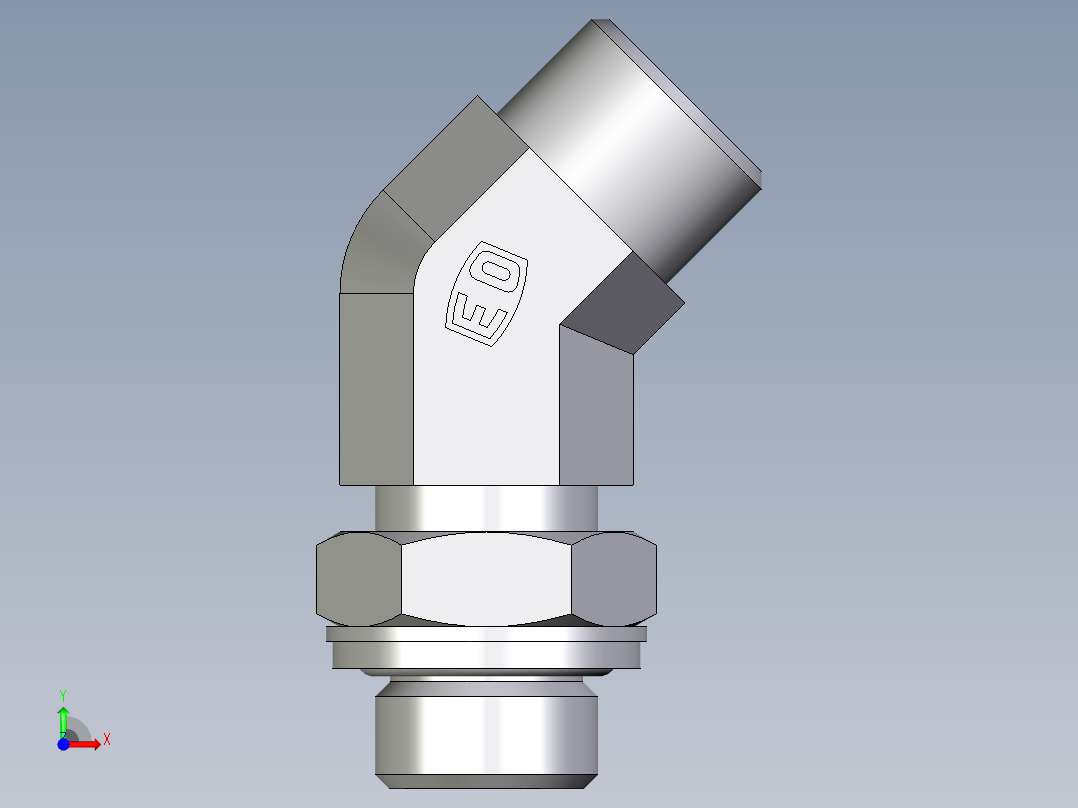 卡套式工业通用硬管接头EO_Adjustable_locknut_45_deg_elbow_VEE12LROMDCF前视图