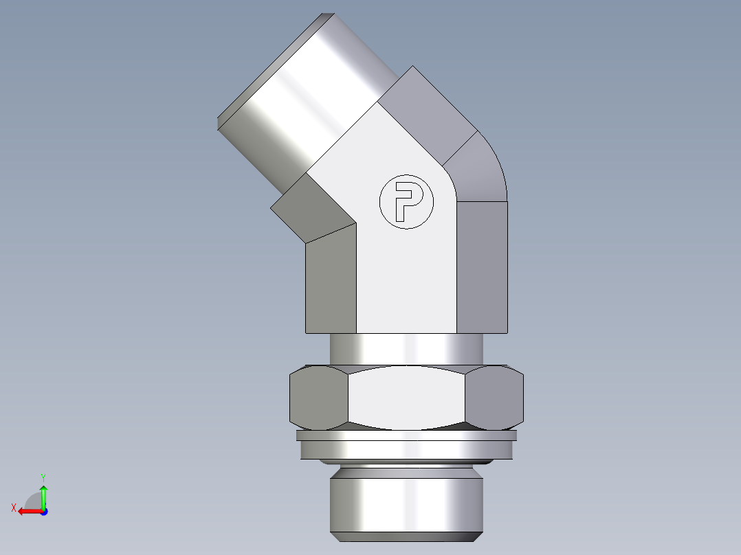 卡套式工业通用硬管接头EO_Adjustable_locknut_45_deg_elbow_VEE12LROMDCF后视图