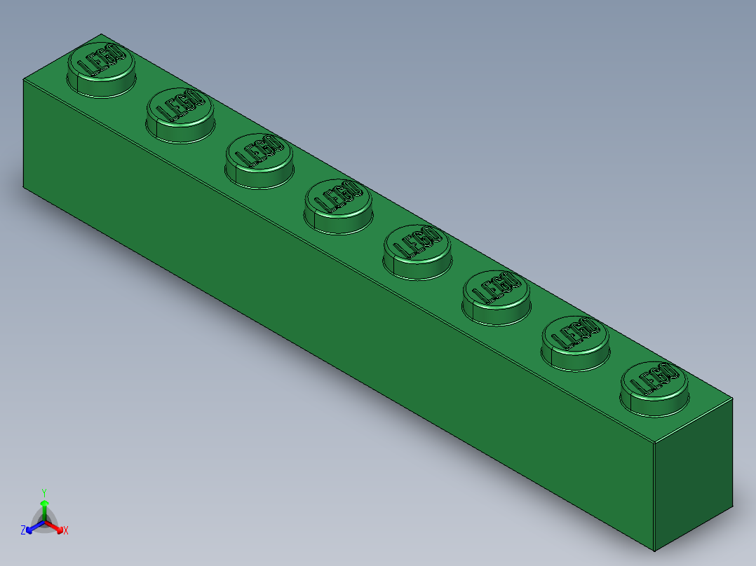 乐高套装 4421基本积木-4143953 - 3008 Dark Green Brick 1 x 8.STEP正等轴测图