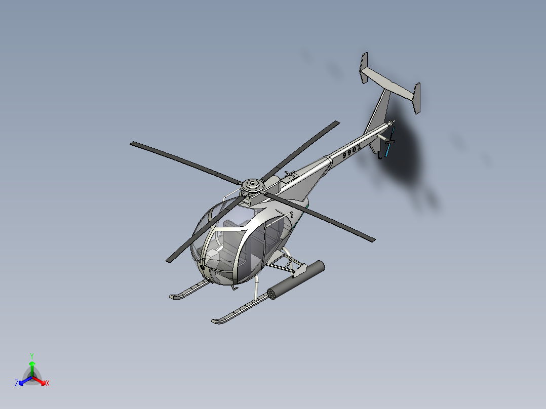简易小鸟直升机正等轴测图