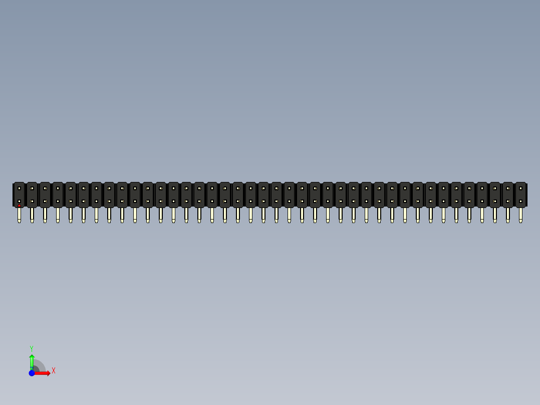 彩色公排针 100mil 2.54mm 系列-DS1022_black_2x40p_100mil_TypeD_rev1.0前视图