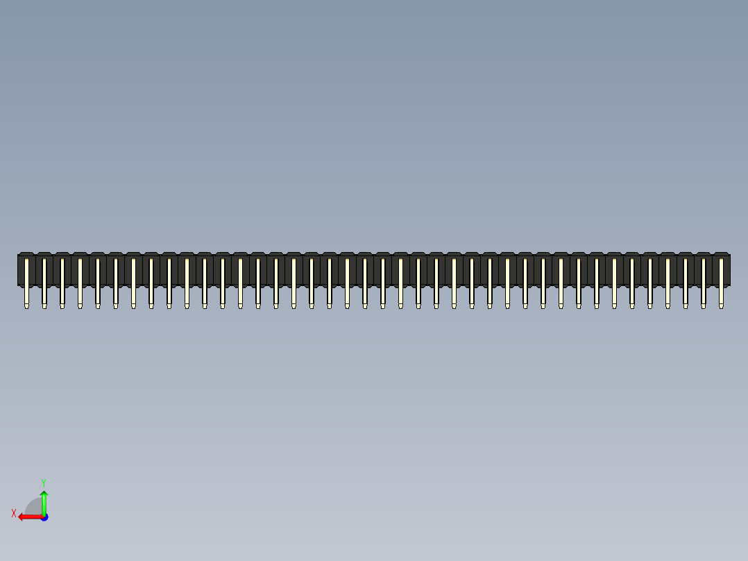 彩色公排针 100mil 2.54mm 系列-DS1022_black_2x40p_100mil_TypeD_rev1.0后视图