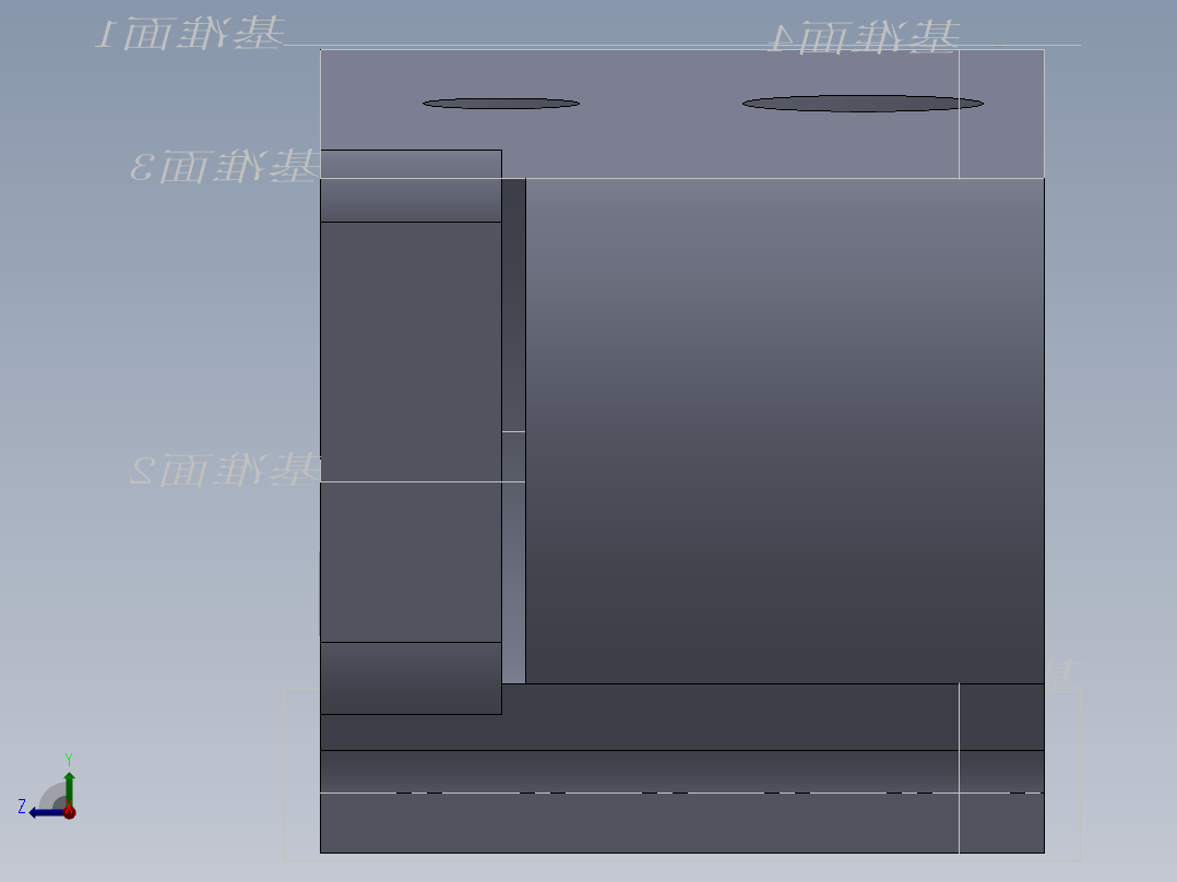 CA6140机床后托架831001的钻顶面四孔Φ10底孔夹具设计及加工工艺装备含4张CAD图右视图
