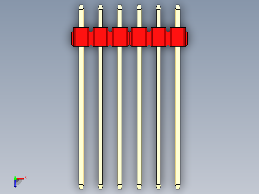 彩色公头100mil（2.54mm）系列-DS1021_red_2x06p_100mil_Type19_rev1.0俯视图