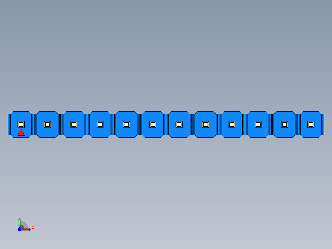 彩色公头100mil（2.54mm）系列-DS1021_blue_1x12p_100mil_Type19_rev1.0前视图