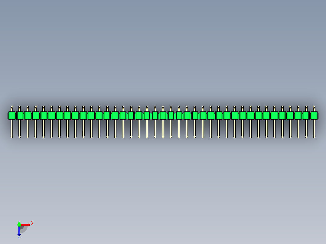 彩色公排针 100mil 2.54mm 系列-DS1022_green_78p_100mil_TypeSMT_rev1.0俯视图