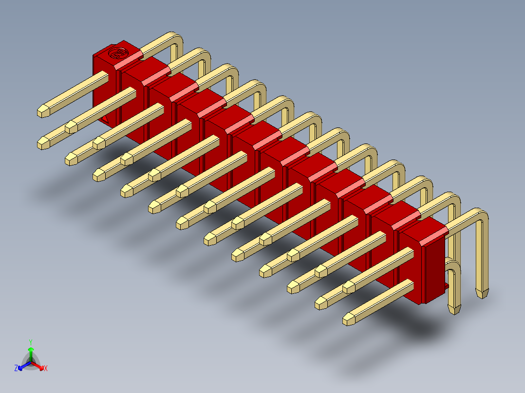 彩色公排针 100mil 2.54mm 系列-DS1022_red_2x12p_100mil_TypeD_rev1.0