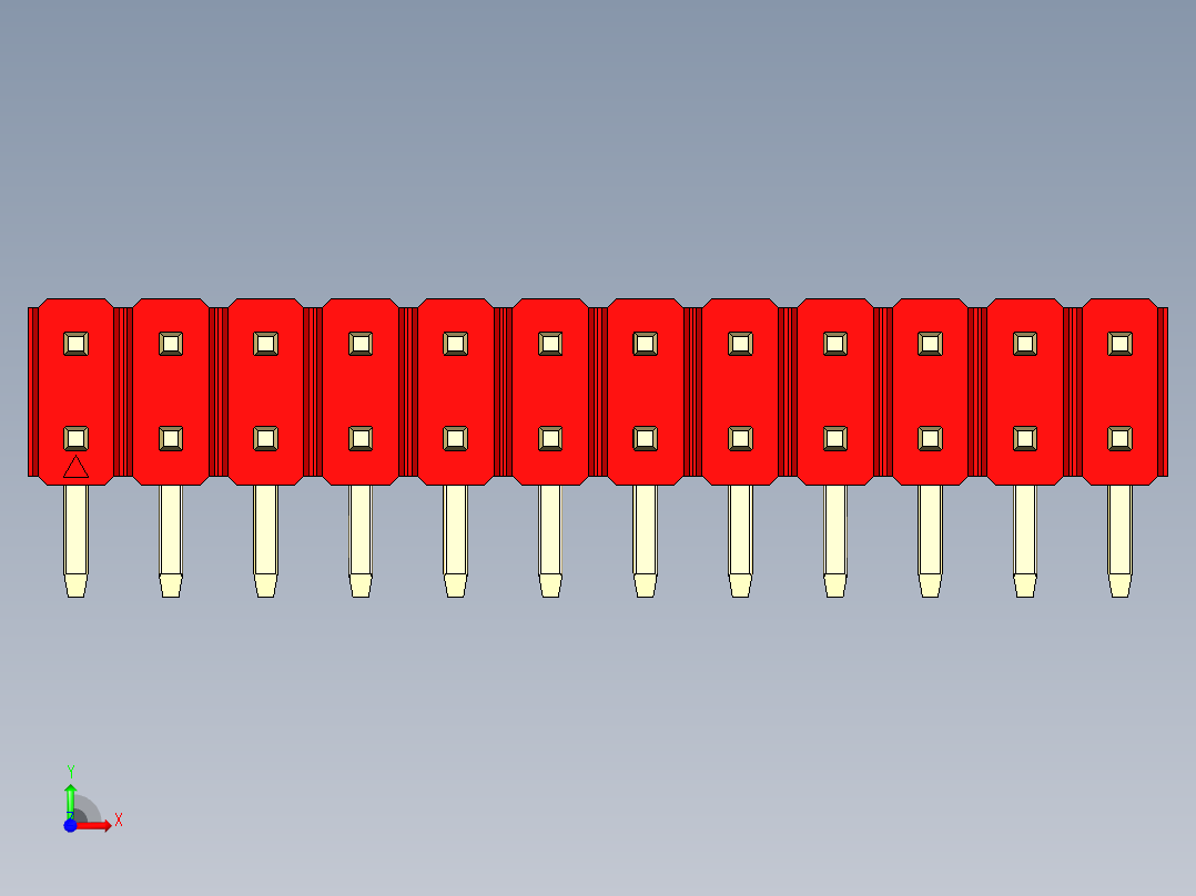 彩色公排针 100mil 2.54mm 系列-DS1022_red_2x12p_100mil_TypeD_rev1.0前视图