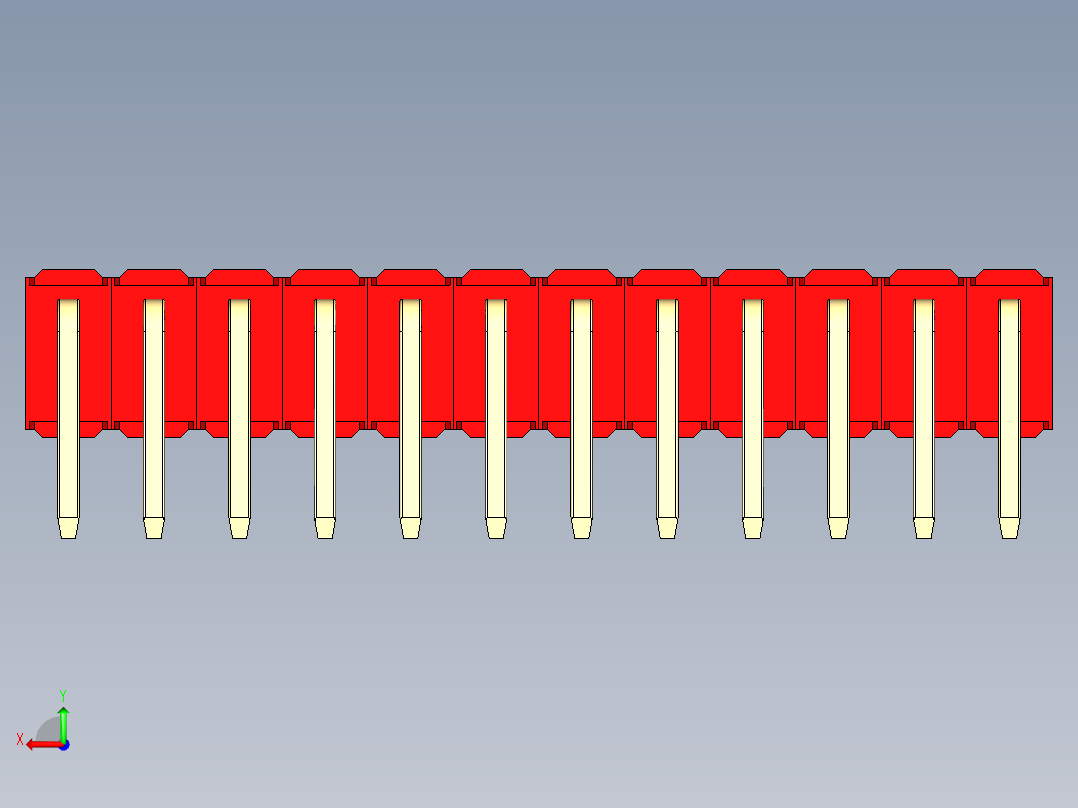 彩色公排针 100mil 2.54mm 系列-DS1022_red_2x12p_100mil_TypeD_rev1.0后视图