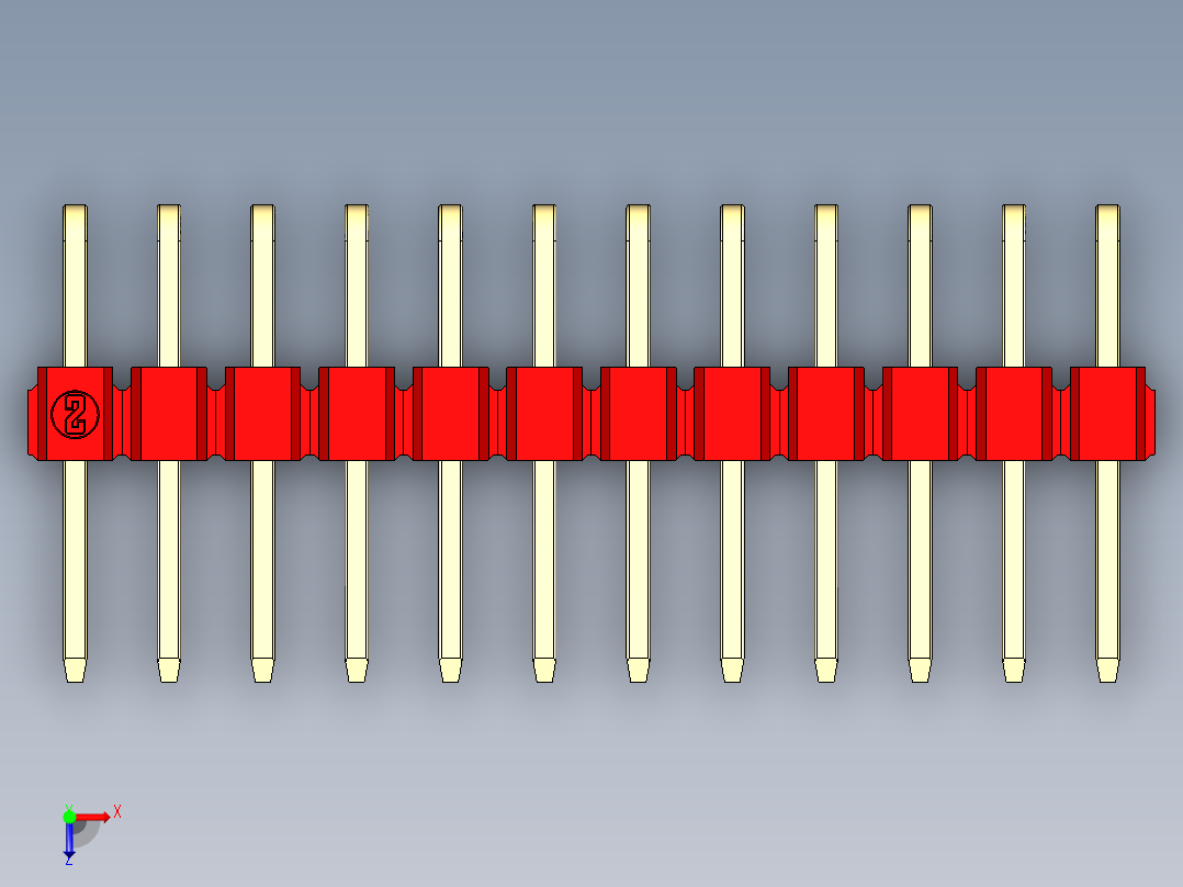 彩色公排针 100mil 2.54mm 系列-DS1022_red_2x12p_100mil_TypeD_rev1.0俯视图