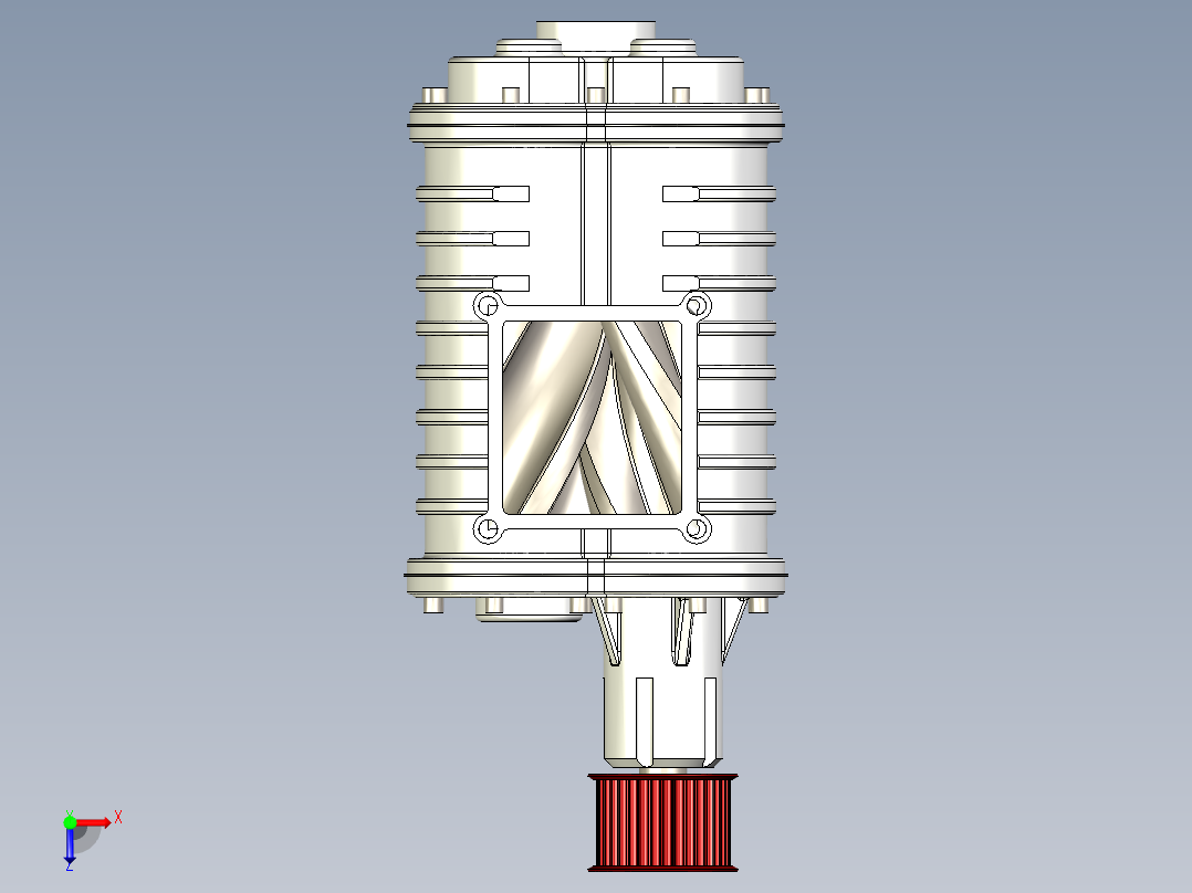 2 Lysholm螺杆空气压缩机三维模型俯视图