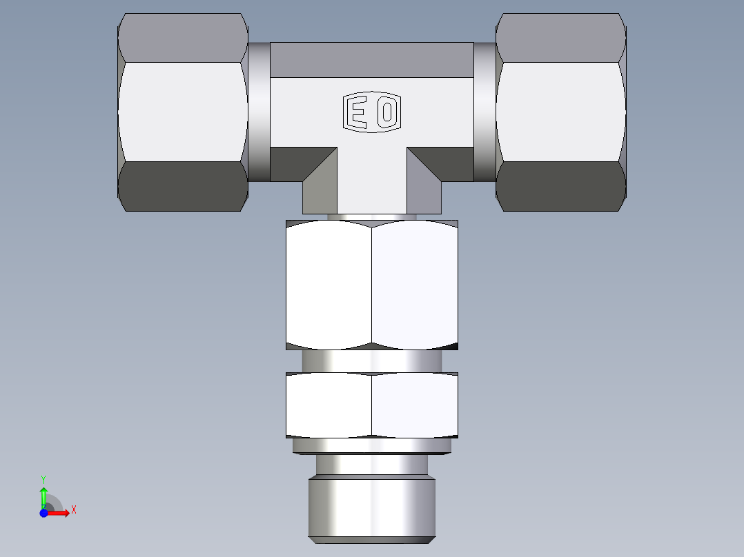 卡套式工业通用硬管接头EO_Assembled_adjustable_standpipe_branch_tee_EVT14SM71前视图