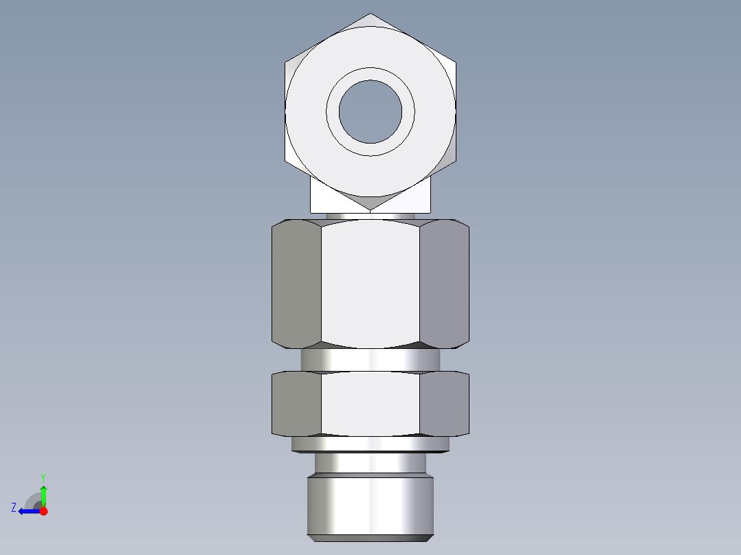 卡套式工业通用硬管接头EO_Assembled_adjustable_standpipe_branch_tee_EVT14SM71右视图
