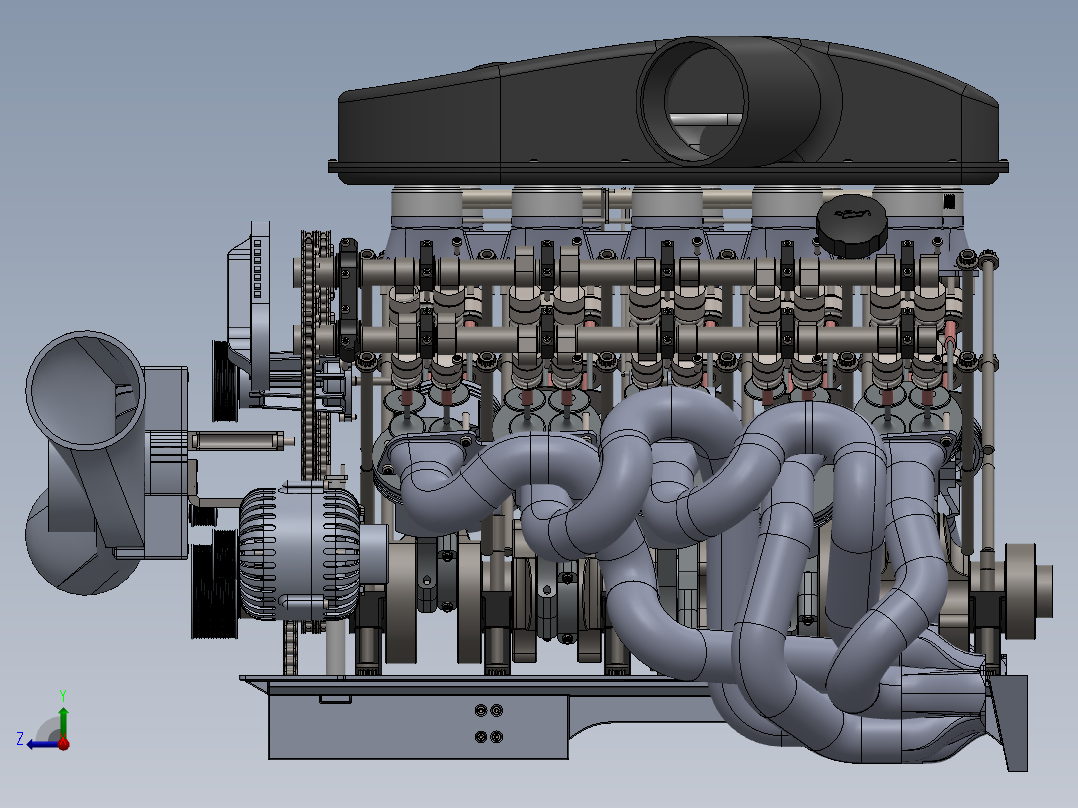 v10发动机右视图