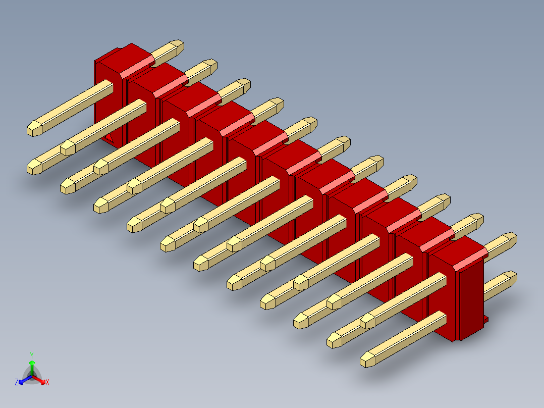 彩色公头100mil（2.54mm）系列-DS1021_red_2x11p_100mil_Type1_rev1.0