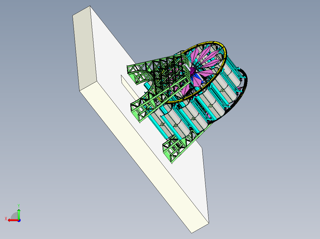 摩天轮智能立体停车库、旋转立体车库3D模型后视图