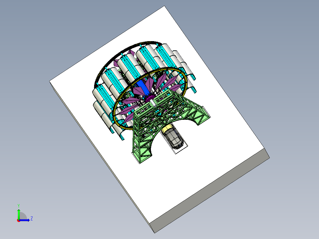 摩天轮智能立体停车库、旋转立体车库3D模型左视图