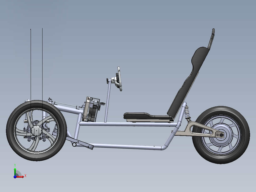三轮自行车设计（三轮车设计）--sw前视图