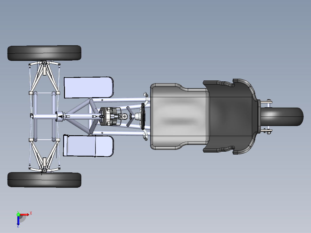 三轮自行车设计（三轮车设计）--sw俯视图